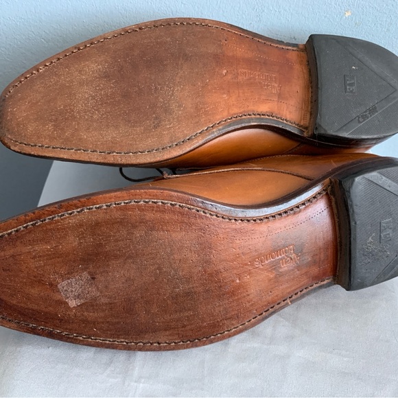 Allen Edmonds Mens Flatiron Brogue 8.5D Light Brown/Camel Leather Lace Up Oxford - Picture 7 of 8